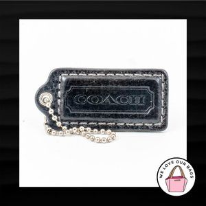2.25" Medium COACH BLACK LEATHER KEY FOB BAG CHARM KEYCHAIN HANGTAG TAG